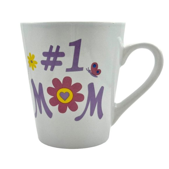#1 Mom Mug Floral Butterfly White Purple Pink Yellow Coffee Tea Cup  oz - Picture 6 of 10